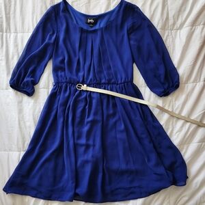 by & by Royal Blue Pleated Neckline Dress